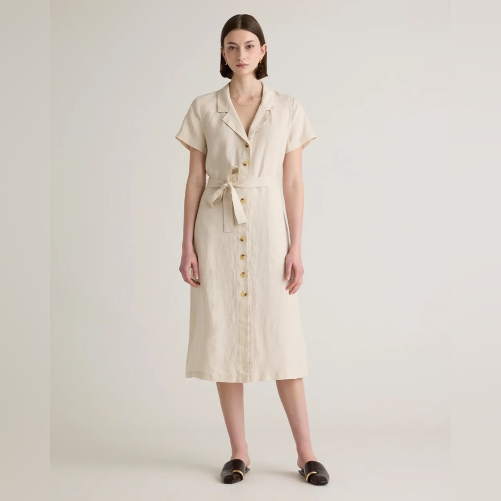 100% European Linen Button Front Dress NWT